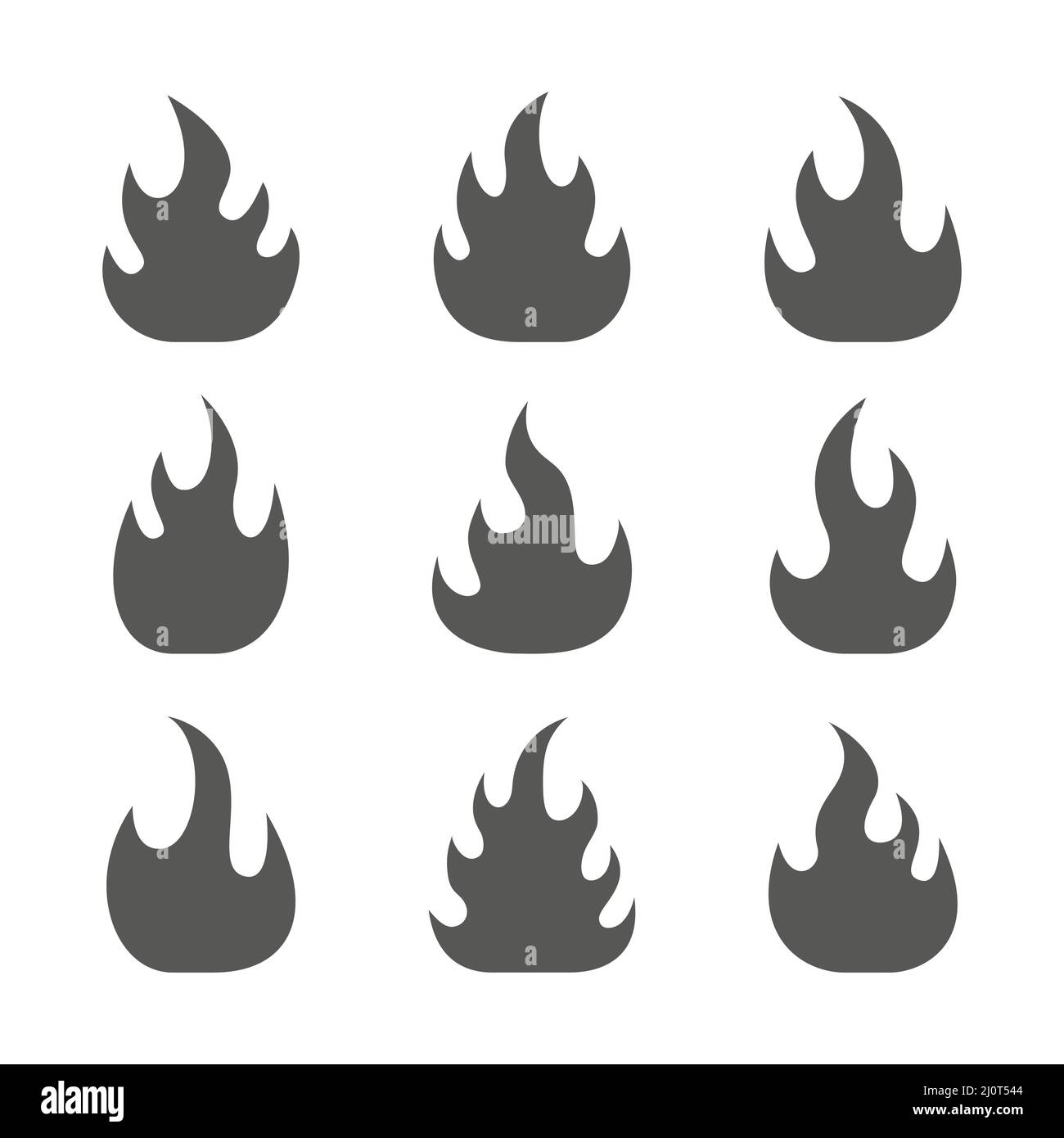 Ensemble de silhouettes Fire Flames. Collection d'éléments noirs bonfire. Illustration de Vecteur