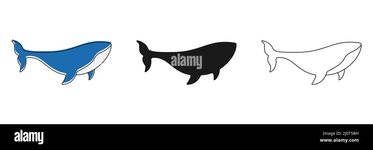 Animal bleu baleine. Personnage de cachalot. Symbole animal de l'océan. Illustration de Vecteur