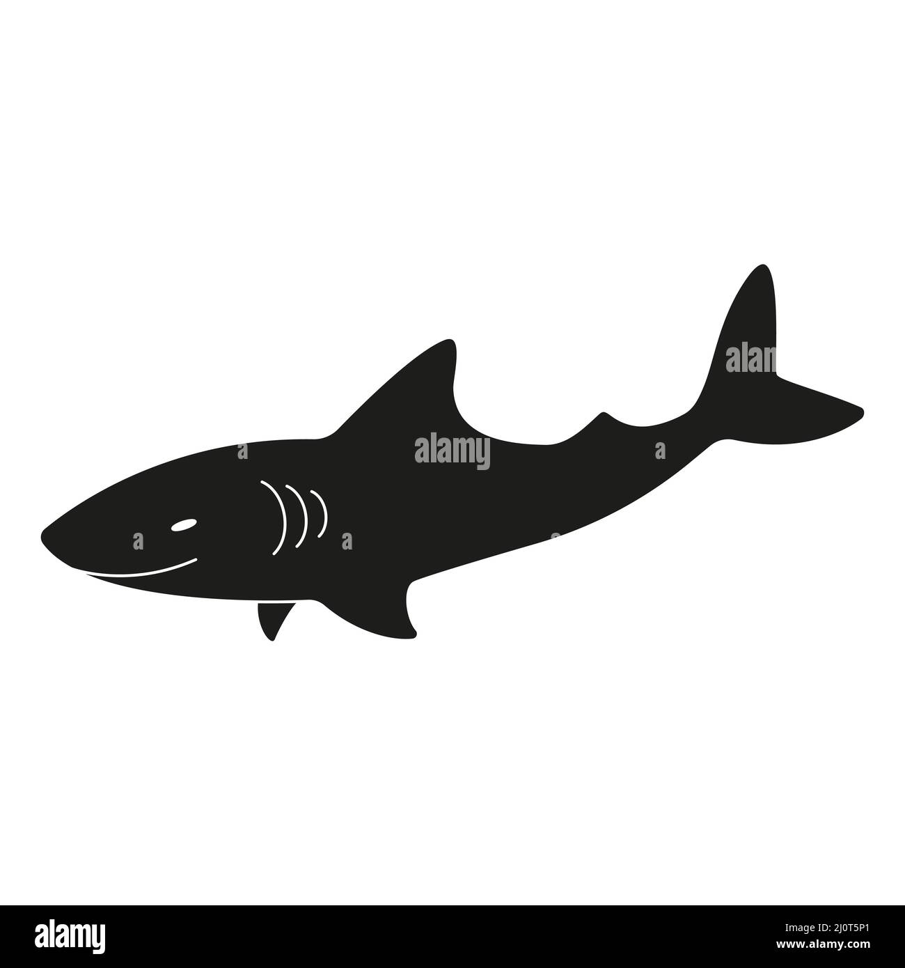 Silhouette de requin. Animal de l'océan. Vecteur isolé sur blanc. Illustration de Vecteur