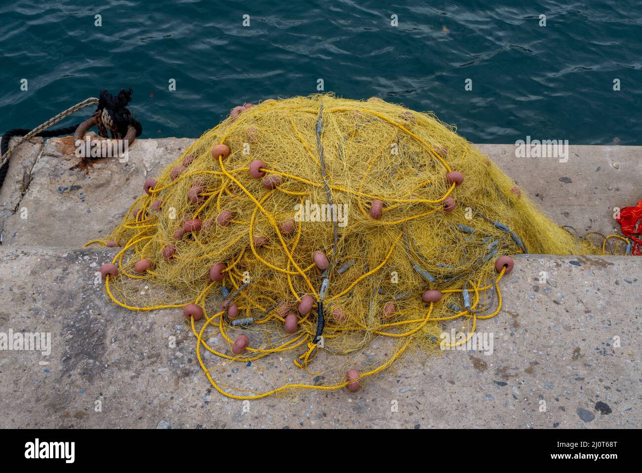 Filet de pêche dans le port de Chania, Chania, Grèce Banque D'Images