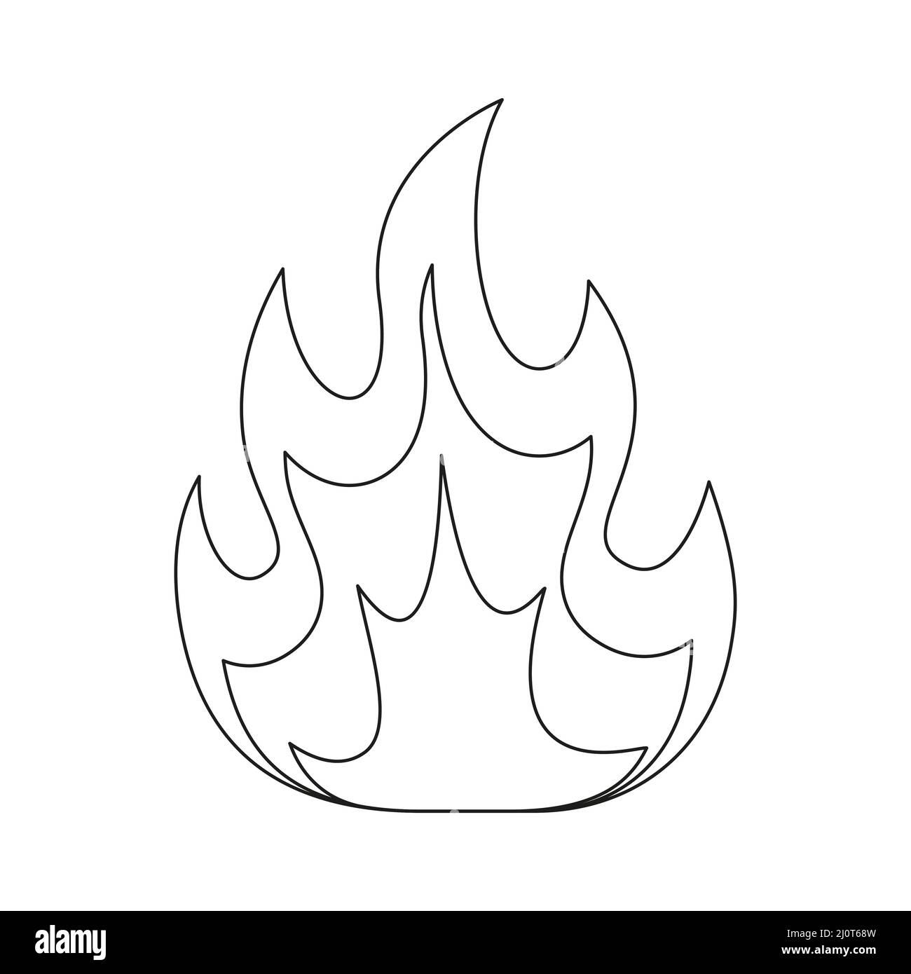 Symbole de ligne de feu. Forme du contour de la flamme. Signe d'avertissement linéaire. Illustration de Vecteur