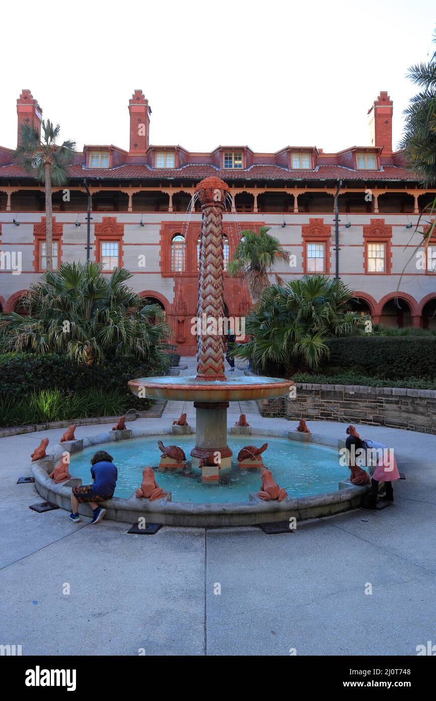 Fontaine dans la cour de Flagler College.St.Augustine.Florida.USA Banque D'Images