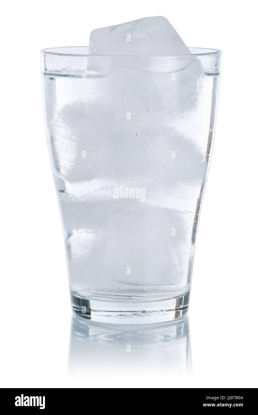 Eau eau minérale boire dans le verre avec glaçon isolé exempt Banque D'Images