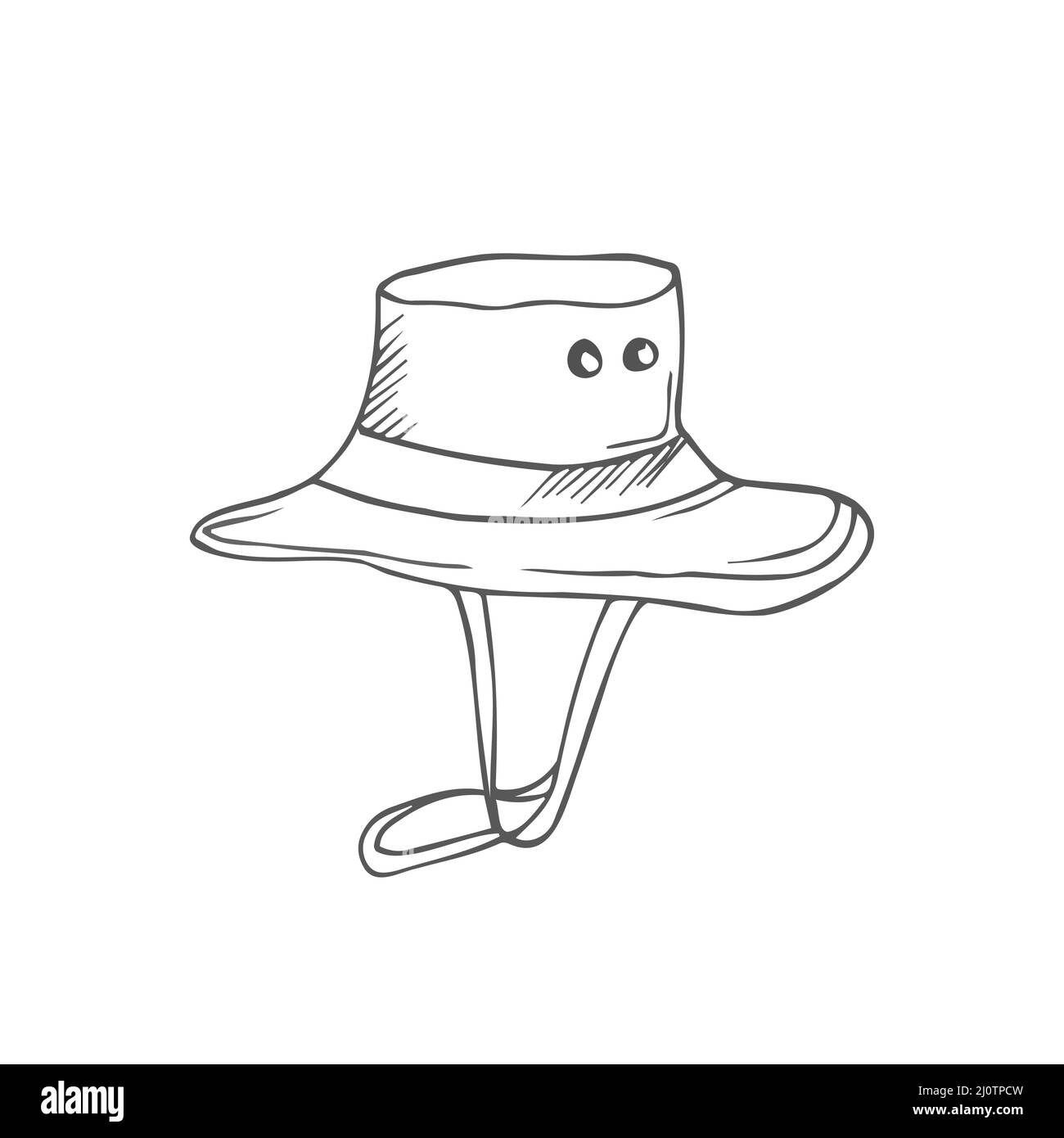 Chapeau pour hommes. Headaddress pour les scouts de garçon. Chapeau pour la randonnée ou la chasse. Illustration vectorielle en forme de doodle Illustration de Vecteur