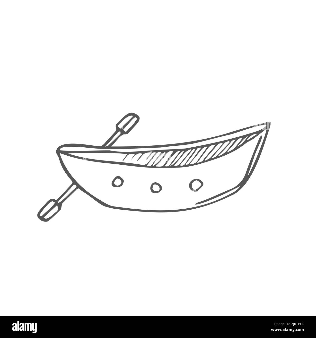 Icône bateau. Vue latérale. Silhouette d'esquisse à l'encre noire. Illustration graphique vectoriel à plat dessinée à la main. L'objet isolé sur un fond blanc. Illustration de Vecteur