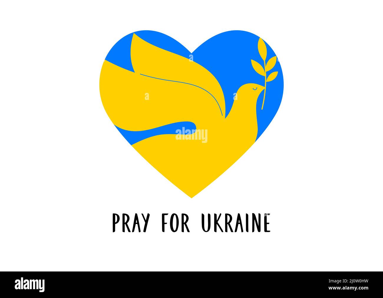 Oiseau volant, colombe comme un symbole de paix. Support Ukraine, Stand with Ukraine bannière et affiche en jaune et bleu couleurs Illustration de Vecteur