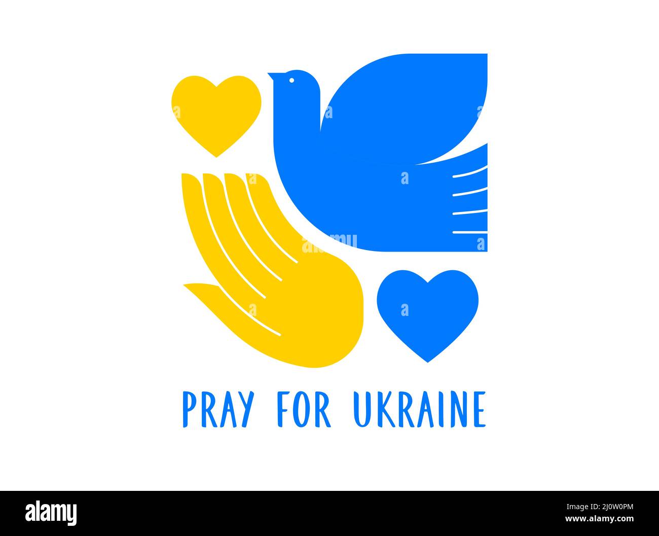 Oiseau volant, colombe comme un symbole de paix. Support Ukraine, Stand with Ukraine bannière et affiche en jaune et bleu couleurs Illustration de Vecteur