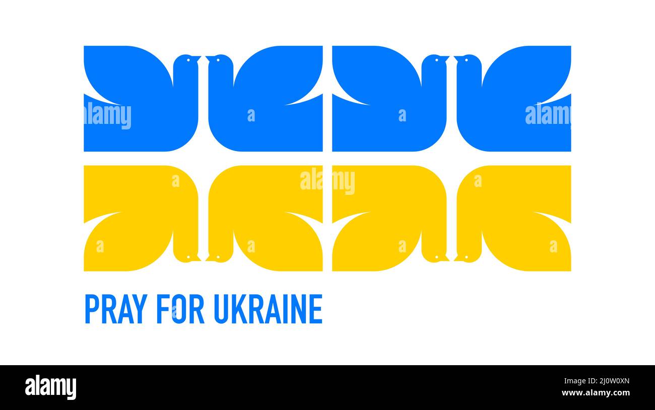 Oiseau volant, colombe comme un symbole de paix. Support Ukraine, Stand with Ukraine bannière et affiche en jaune et bleu couleurs Illustration de Vecteur