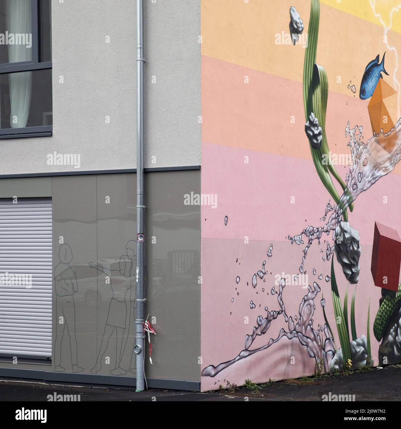 Art de rue avec le titre Quadrivium par l'artiste Kassel Jackules, Kassel, Hesse, Allemagne, Europe Banque D'Images