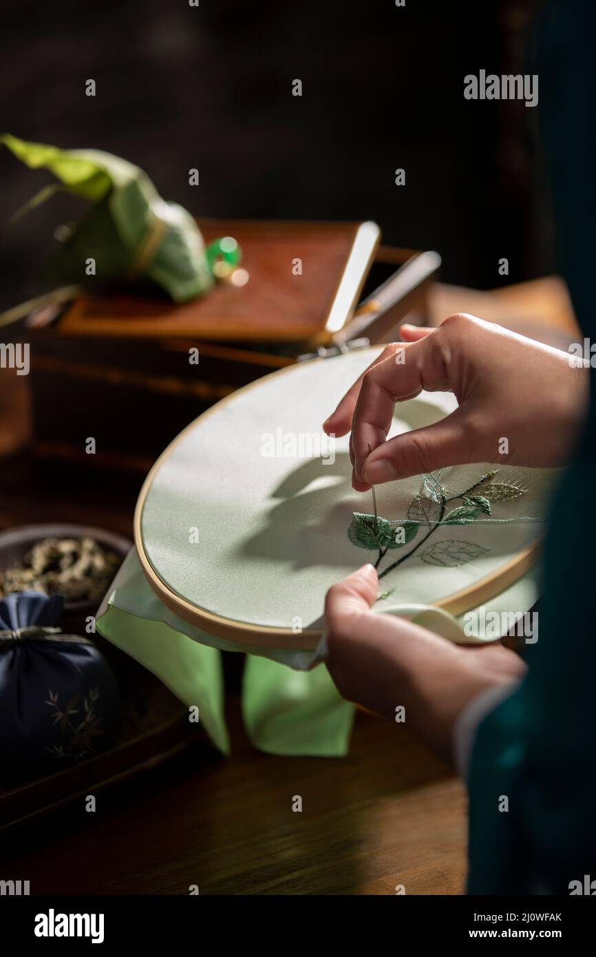 Artisanat chinois traditionnel, broderie Banque D'Images