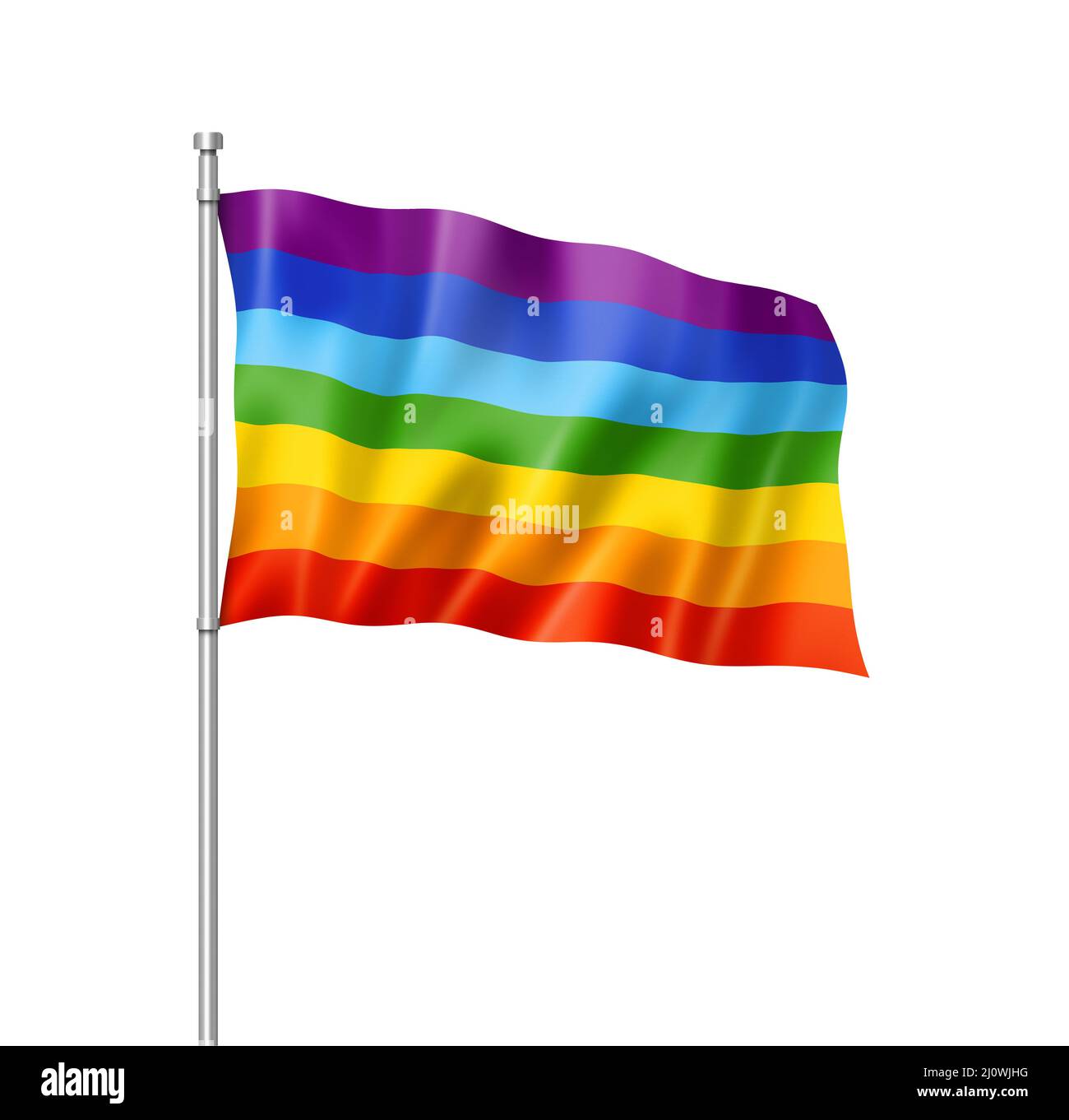 Drapeau de paix Rainbow isolé sur blanc Banque D'Images