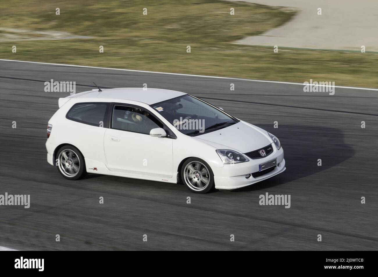 Blanc japon voiture de sport modèle Honda Civic Type-r course sur piste Banque D'Images