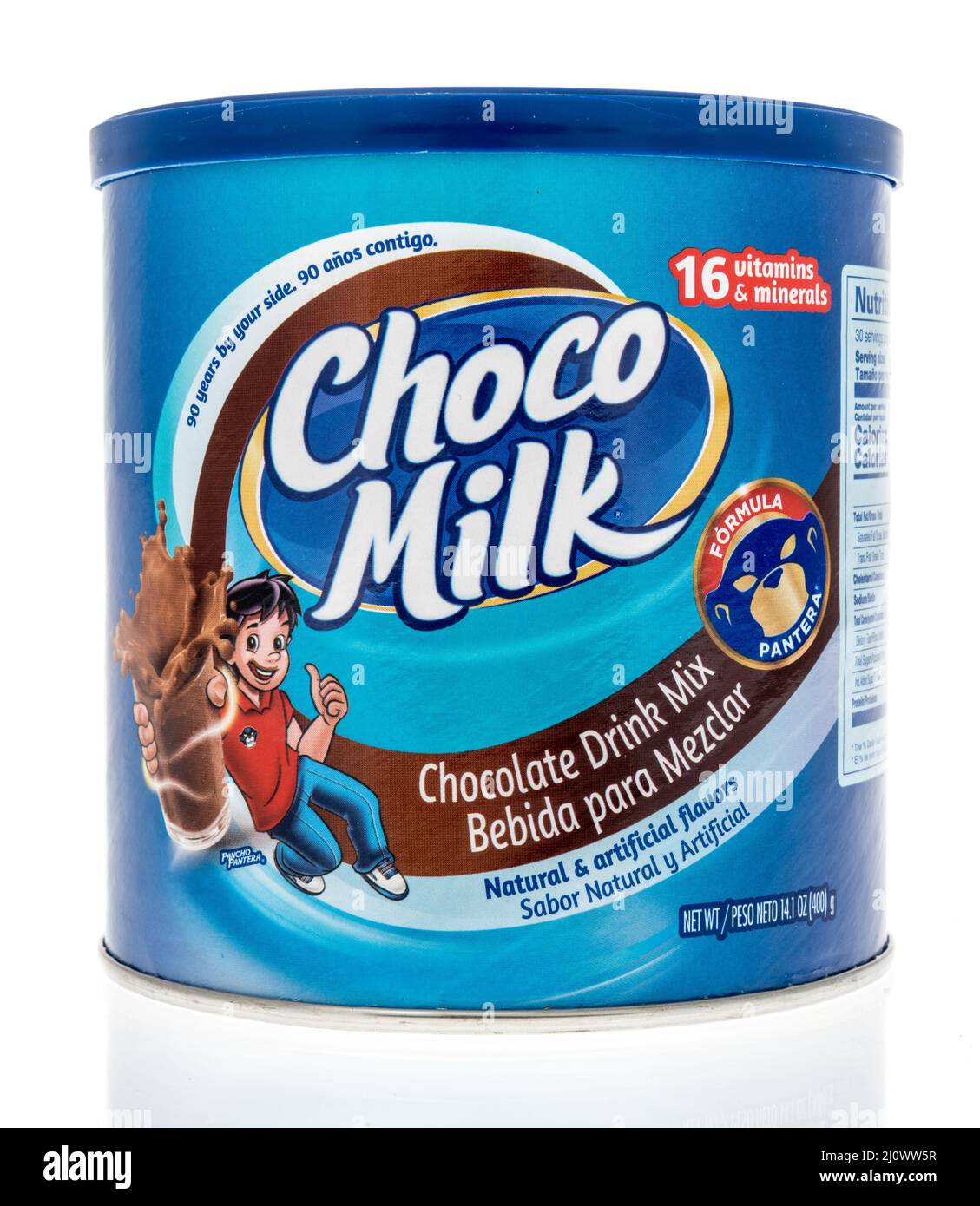 Winneconne, WI -19 mars 2021 : un paquet de poudre de chocolat au lait Choco sur un fond isolé Banque D'Images