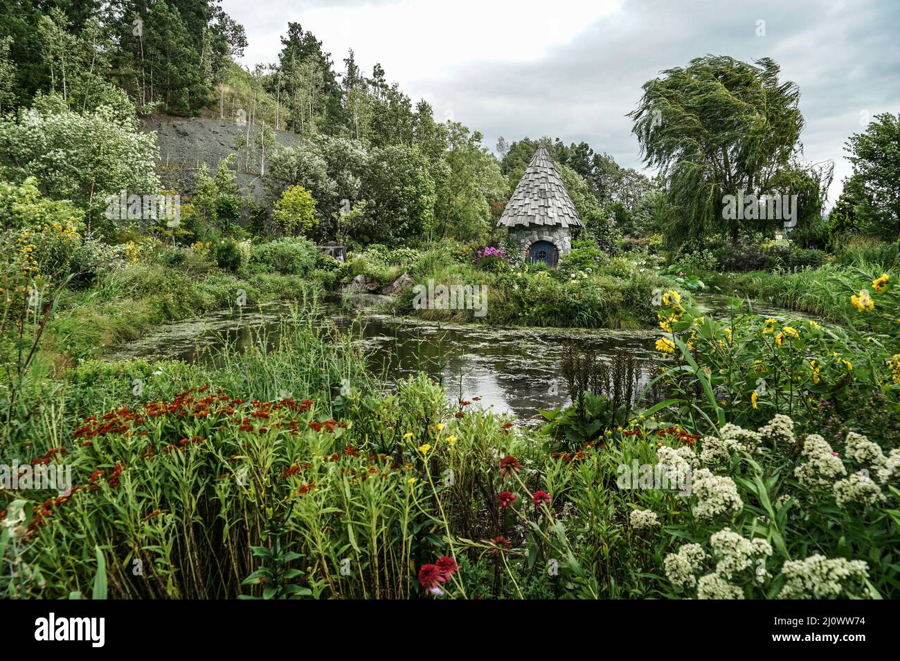 Mignonne cabane dans les bois Banque D'Images