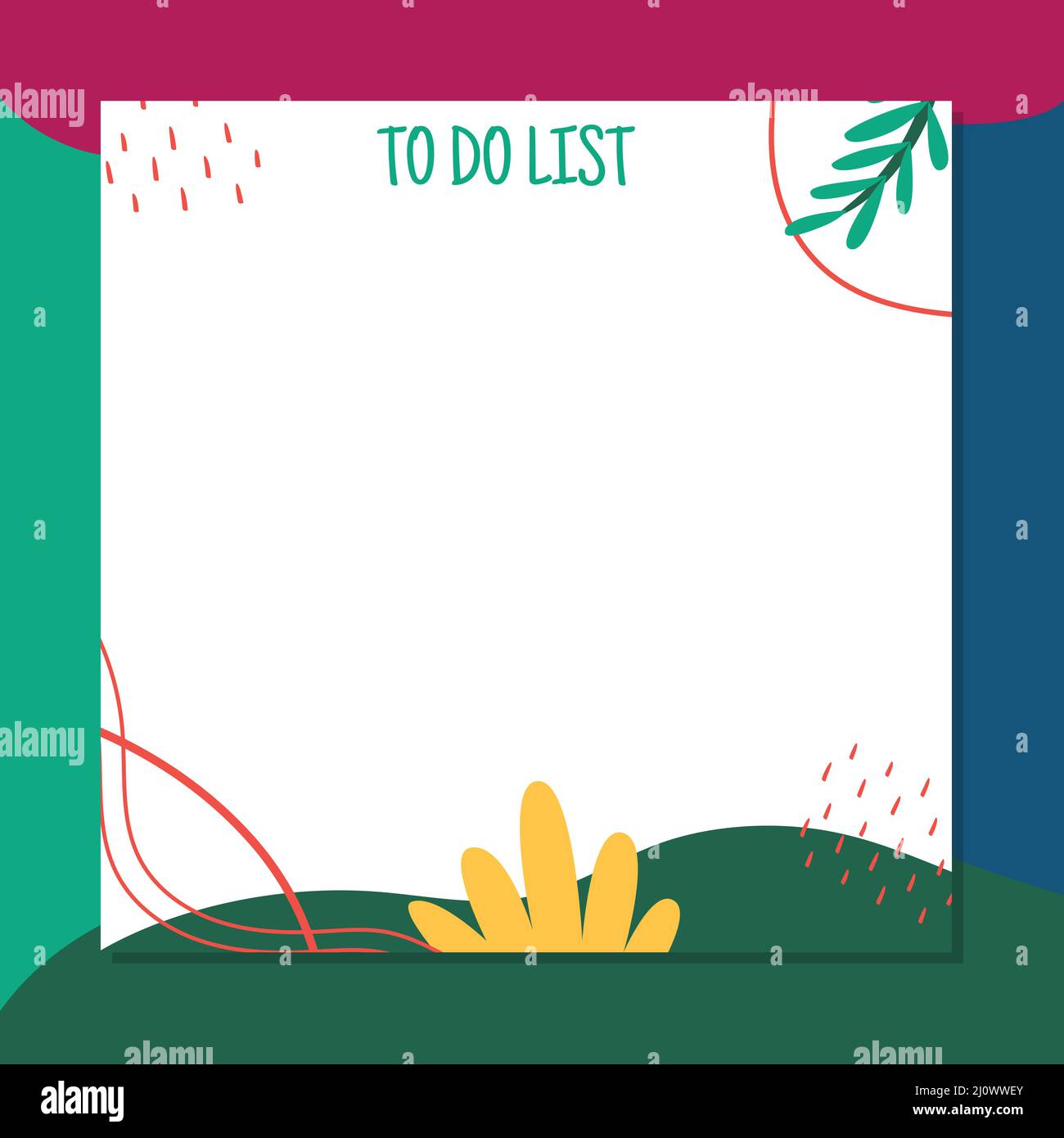 Modèle moderne de liste de choses à faire à plat printemps botanique été Illustration de Vecteur