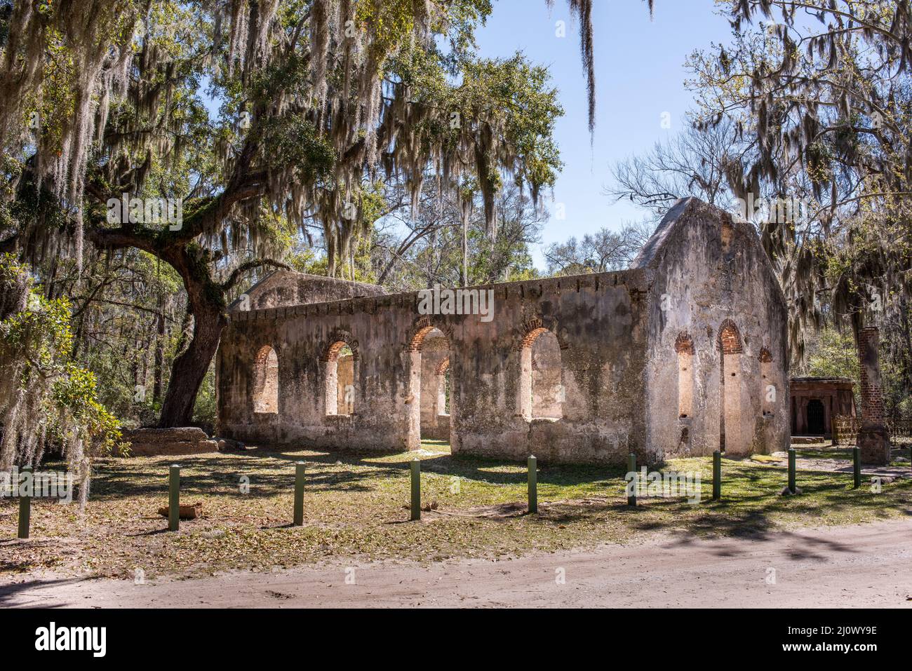La chapelle de l'Ease est un site historique situé à l'île de Sainte-Hélène, en Caroline du Sud, une des îles de la mer de Caroline du Sud. Banque D'Images