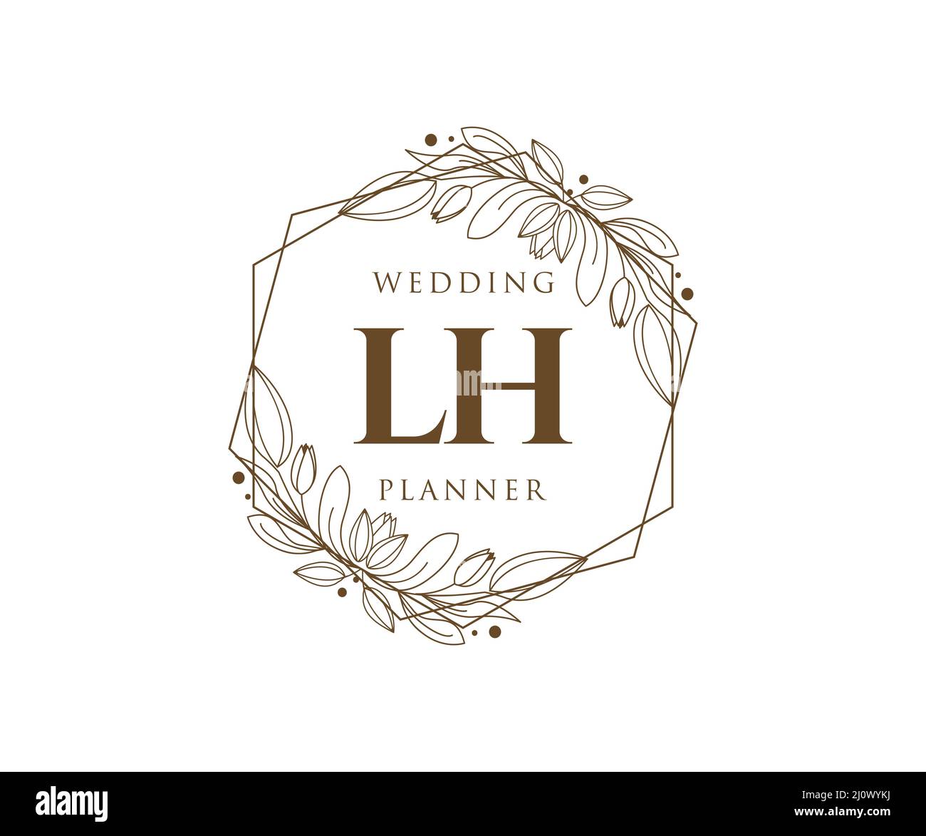 LH initiales lettre mariage monogramme logos collection, dessin à la main moderne minimaliste et modèles floraux pour cartes d'invitation, Save the Date, élégant Illustration de Vecteur