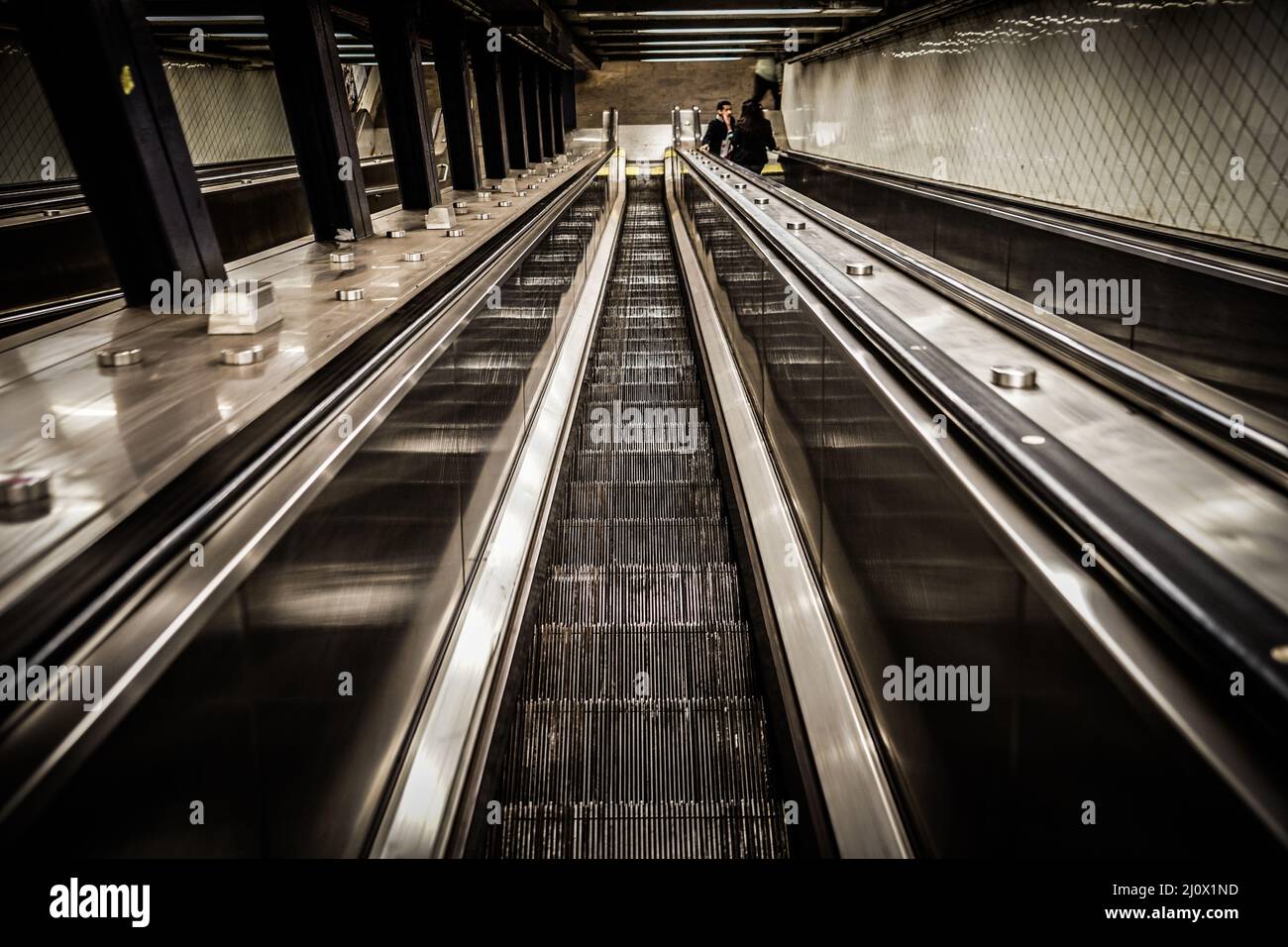Escalier mécanique du métro de New York Banque D'Images