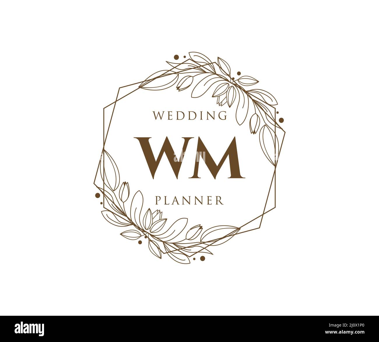 WM initiales lettre mariage monogramme logos collection, dessin à la main moderne minimaliste et modèles floraux pour cartes d'invitation, Save the Date, élégant Illustration de Vecteur