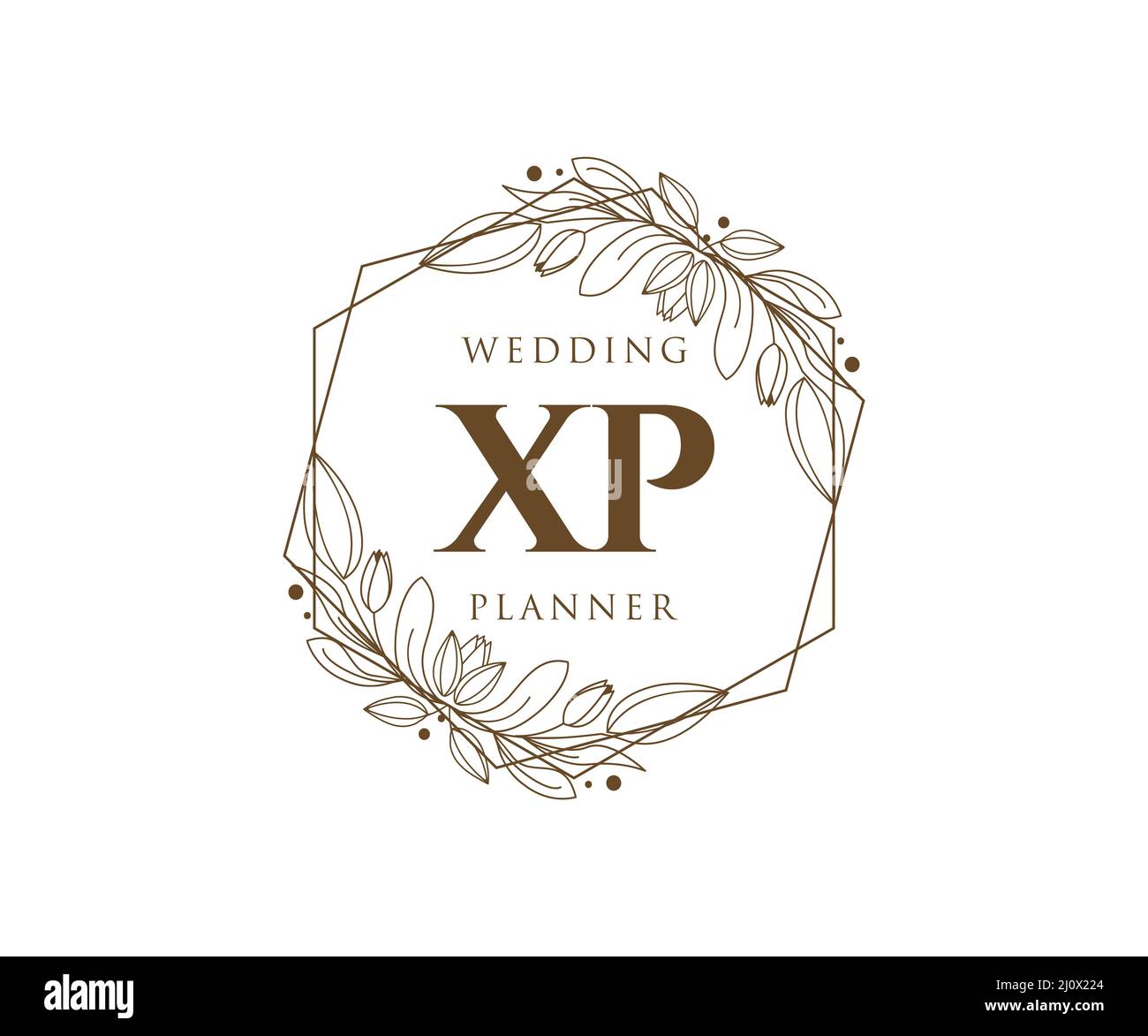 XP initiales lettre mariage monogramme collection de logos, dessin à la main moderne minimaliste et modèles floraux pour cartes d'invitation, Enregistrer la date, élégant Illustration de Vecteur