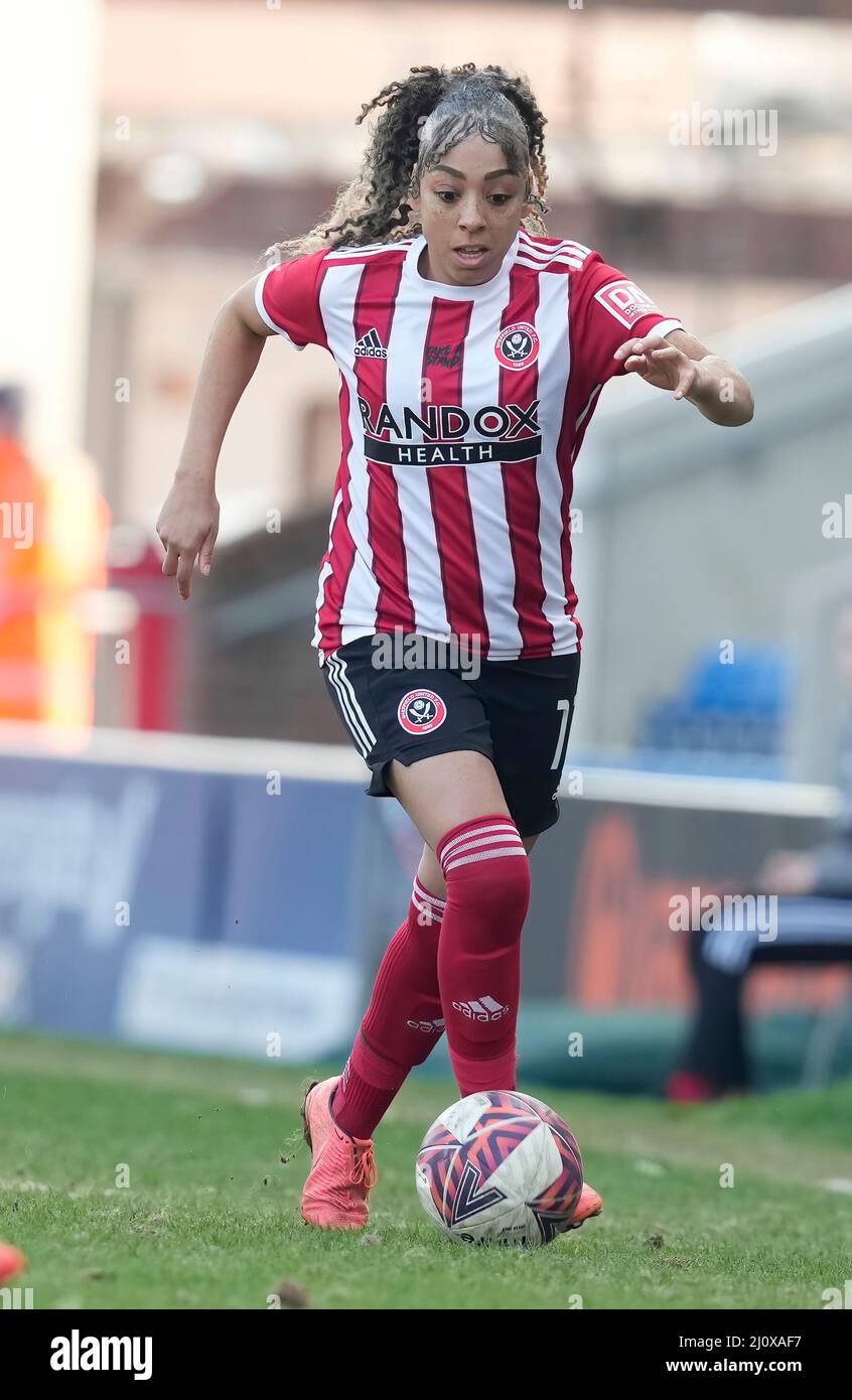 Chesterfield, Angleterre, le 20th mars 2022. Jess Clarke, de Sheffield Utd, lors du match du championnat FA féminin au stade technique de Chesterfield. Crédit photo devrait se lire: Andrew Yates / Sportimage crédit: Sportimage / Alay Live News Banque D'Images