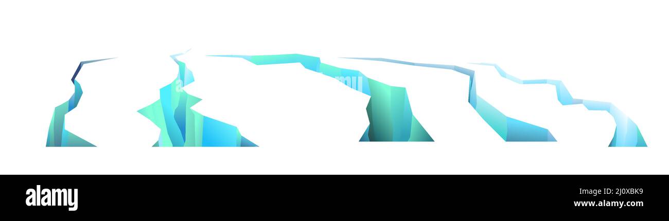 Fissure dans la glace. Espace dans l'Arctique iceberg ou l'Antarctique. Isolé sur fond blanc. Vecteur. Illustration de Vecteur