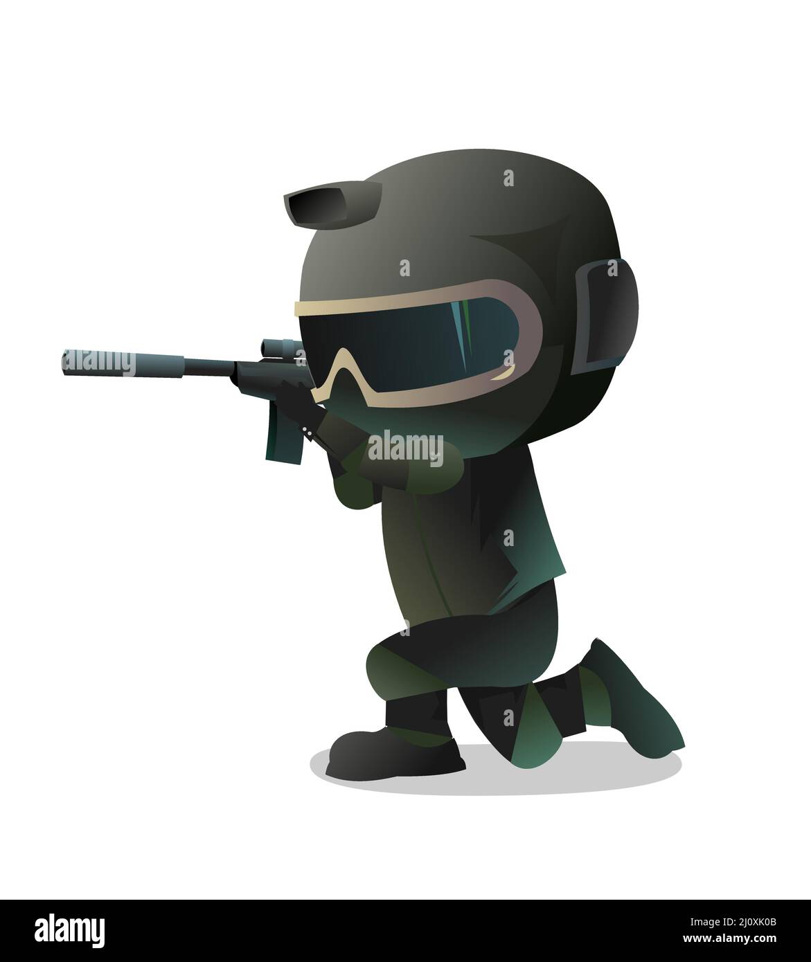 Le guerrier des forces spéciales vise la cible. Comique personnage drôle. Casque, masque et uniforme. Isolé sur fond blanc. Vecteur Illustration de Vecteur Le guerrier des forces spéciales vise la cible. Comique personnage drôle. Casque, masque et uniforme. Isolé sur fond blanc. Vecteur Illustration de Vecteur