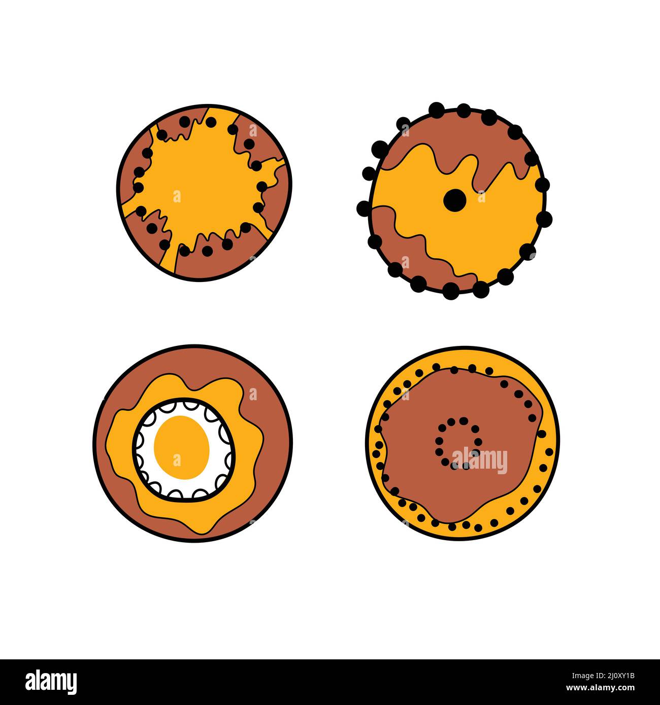 Icône de l'art aborigène géométrique. Décoration ethnique tribale arrondie. Afican, motiph. australien. Peinture de points. Illustration vectorielle, modèle pour Illustration de Vecteur