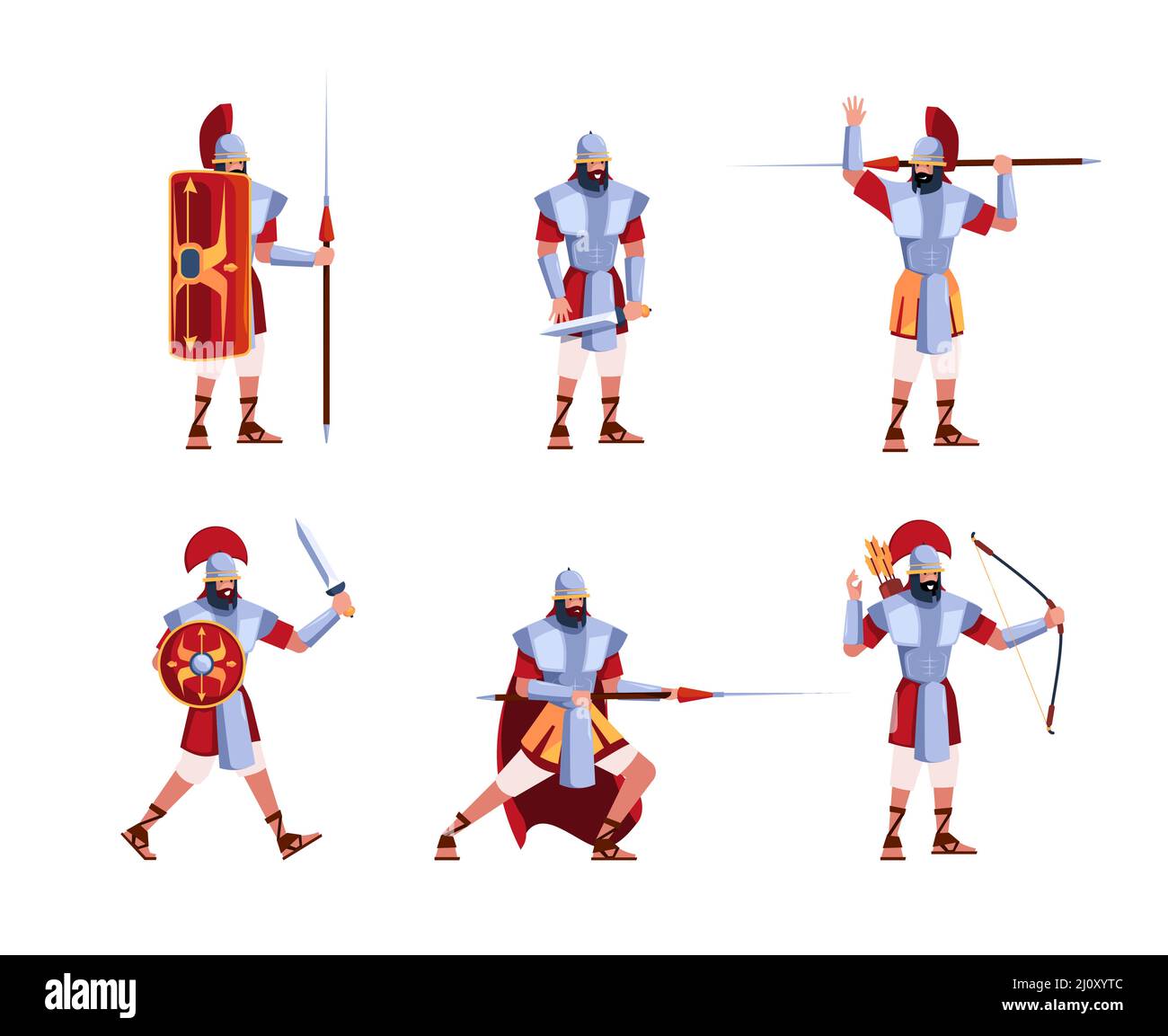 Armée de Rome. Les soldats grecs légion avec des armes les anciens combattants de sparta anciens militaires personnages romain garish les guerriers de couleur vecteur Illustration de Vecteur