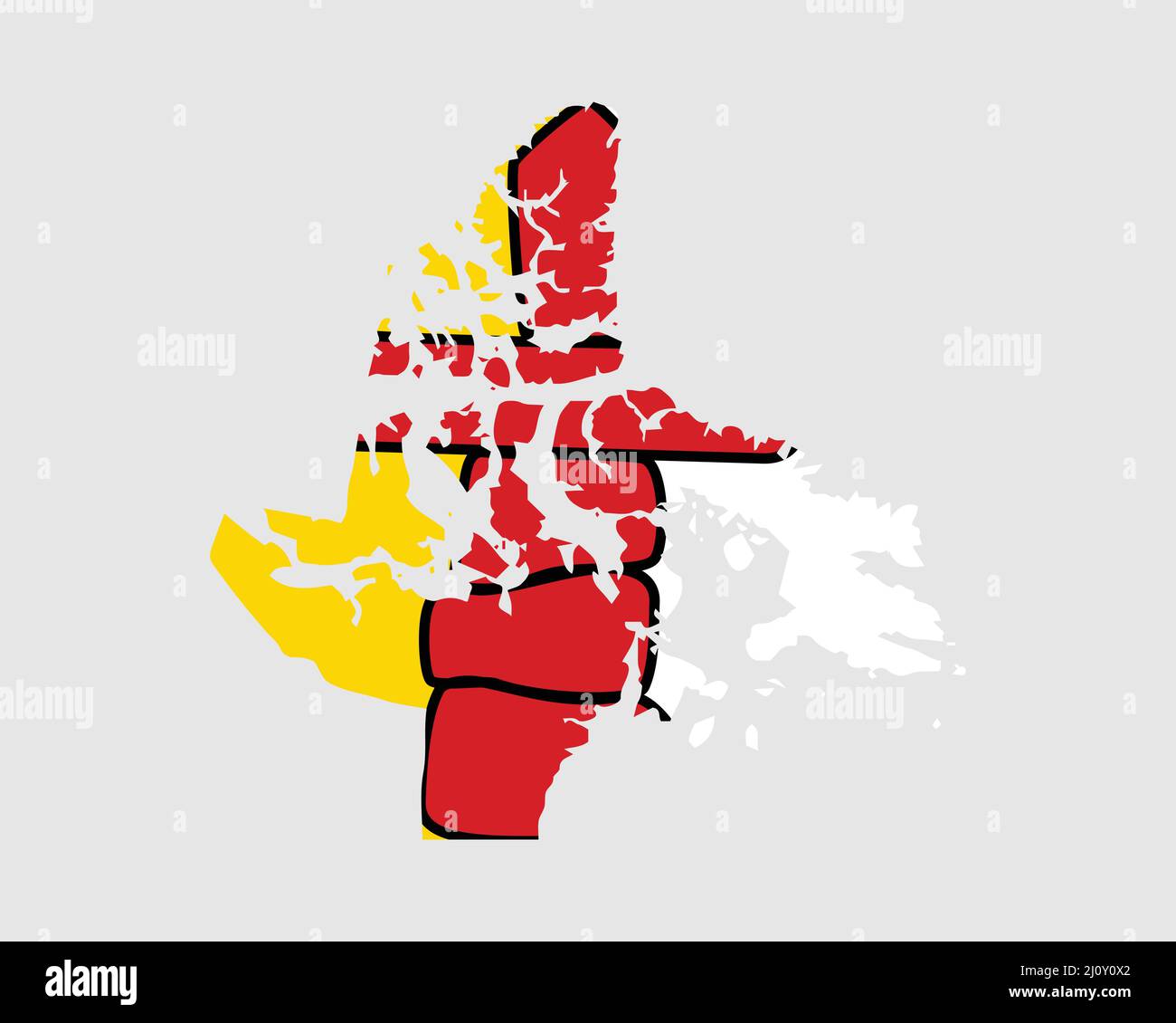 Drapeau de la carte du Nunavut. Carte de NU, Canada avec drapeau. Province canadienne. Bannière d'illustration vectorielle. Illustration de Vecteur
