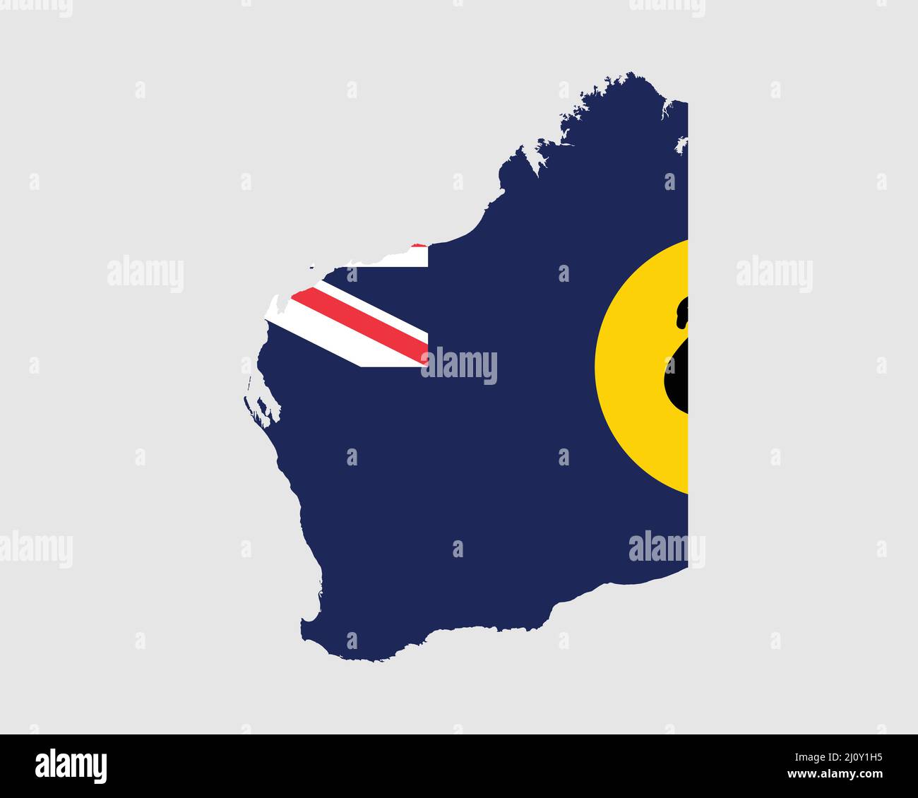 Drapeau cartographique de l'Australie occidentale. Carte de WA, Australie avec le drapeau de l'Etat. Etat australien. Bannière d'illustration vectorielle. Illustration de Vecteur