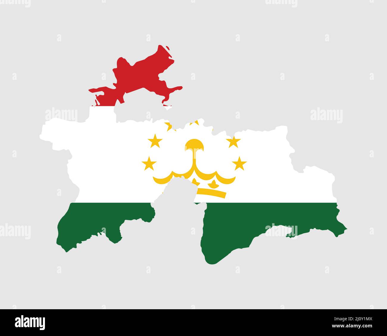 Carte du drapeau du Tadjikistan. Carte de la République du Tadjikistan avec la bannière du pays tadjik. Illustration vectorielle. Illustration de Vecteur