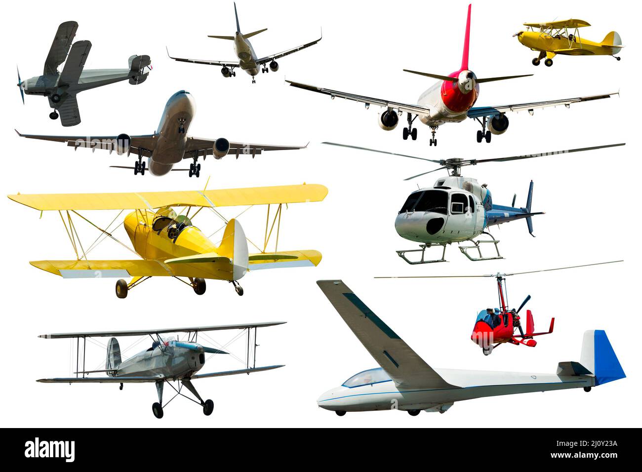 Différents avions isolés sur blanc Banque D'Images
