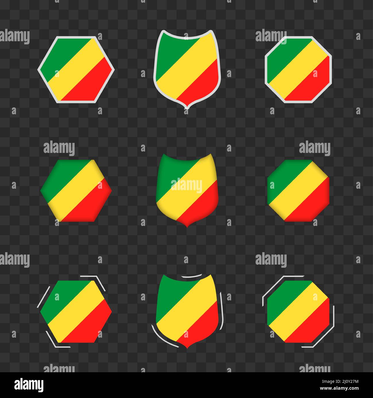 Symboles nationaux du Congo sur fond transparent foncé, drapeaux vectoriels du Congo. Illustration vectorielle. Illustration de Vecteur