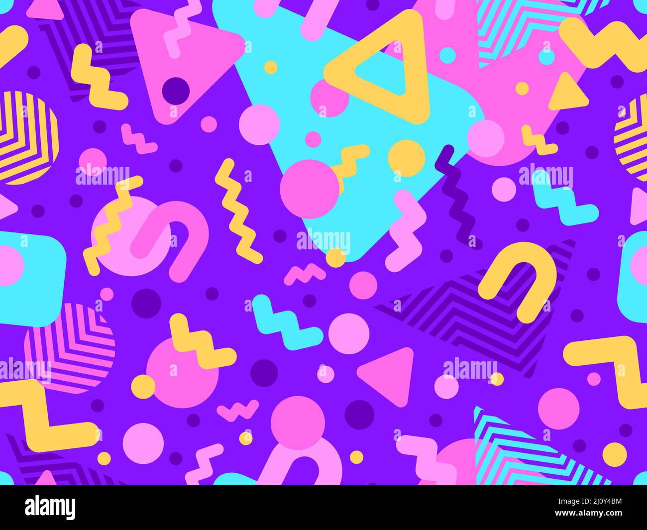 Motif géométrique sans couture dans le style Memphis 80s. Fond coloré pour l'impression de bannières, d'affiches, de papier d'emballage et d'articles promotionnels. VVecto Illustration de Vecteur