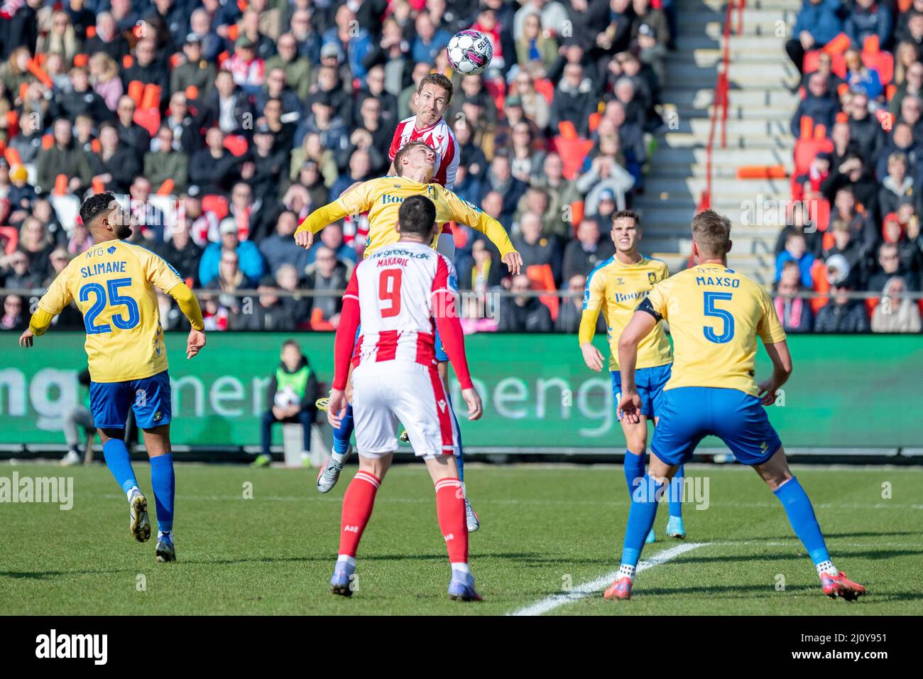 Aalborg, Danemark. 20th mars 2022. Jakob Ahlmann (3) d'AAB vu pendant le match Superliga de 3F entre Aalborg Boldklub et Broendby IF au parc Aalborg Portland à Aalborg. (Crédit photo : Gonzales photo/Alamy Live News Banque D'Images