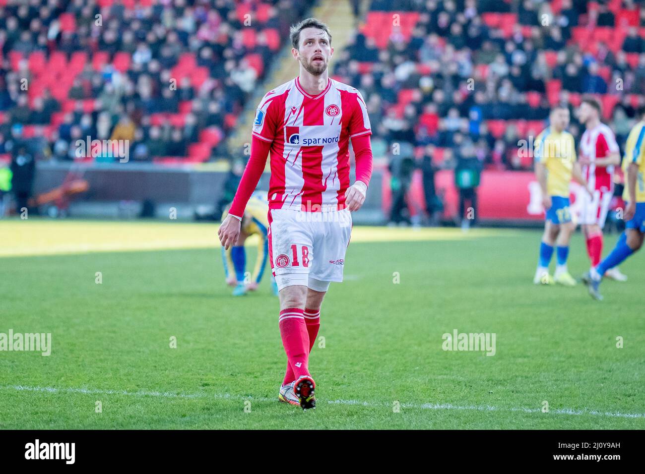 Aalborg, Danemark. 20th mars 2022. Louka Prip (18) d'AAB vu pendant le match Superliga de 3F entre Aalborg Boldklub et Broendby IF au parc Aalborg Portland à Aalborg. (Crédit photo : Gonzales photo/Alamy Live News Banque D'Images