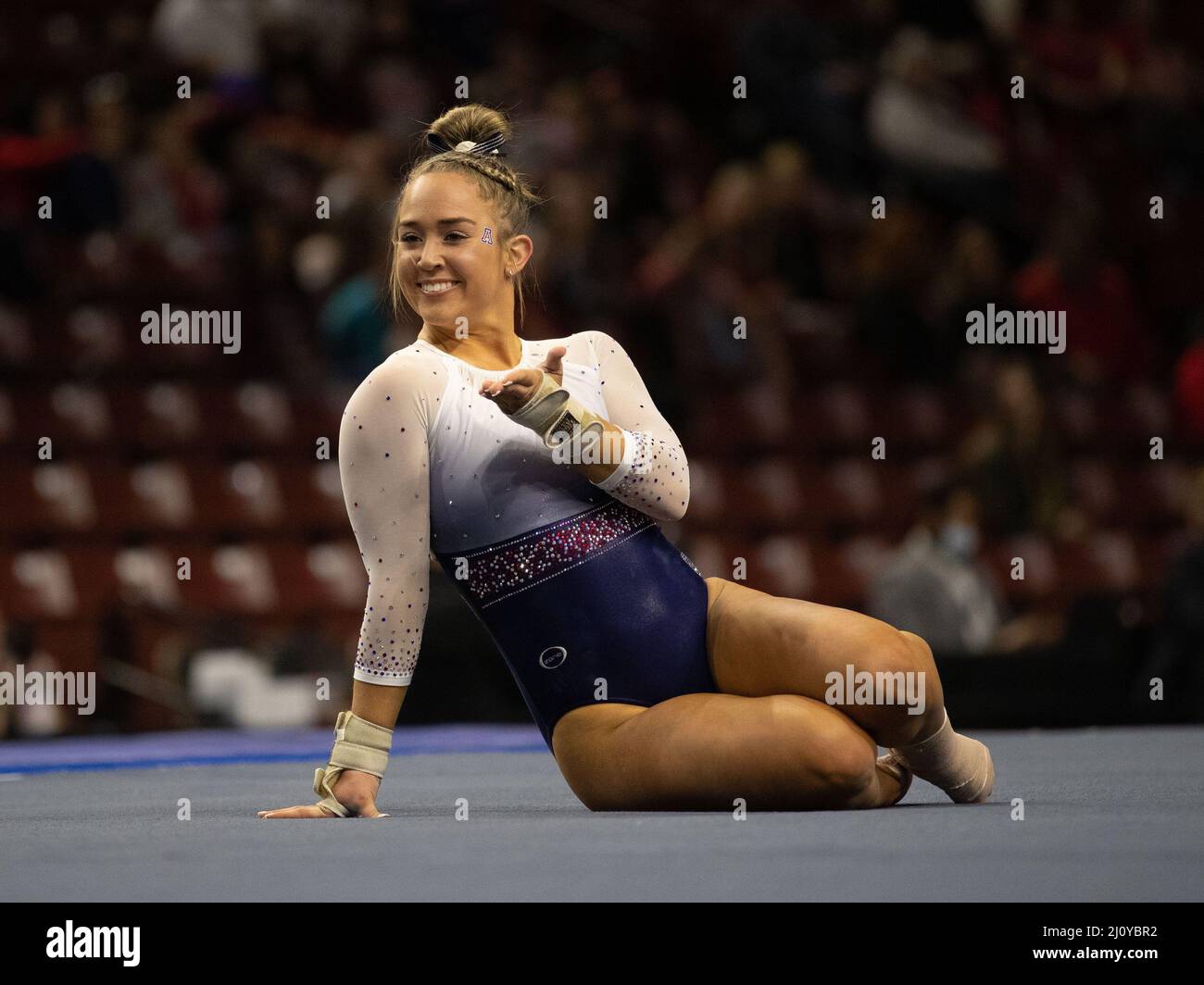 19 mars 2022 : Emily Mueller, gymnaste de l'Université de l'Arizona, participe aux championnats de gymnastique féminine PAC-12 2022. Melissa J. Perenson/CSM Banque D'Images