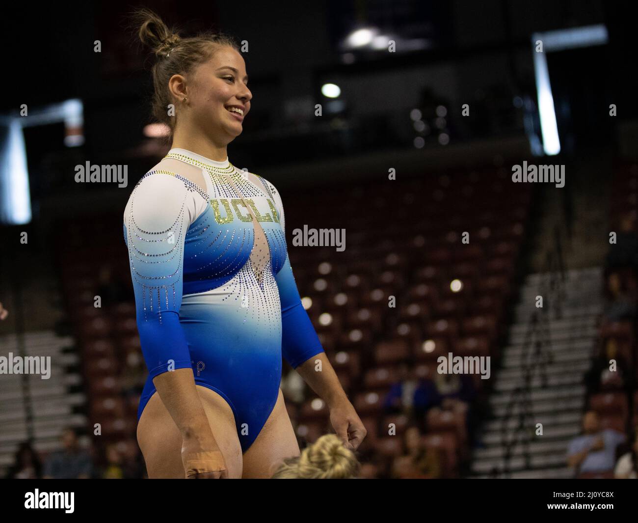19 mars 2022 : le gymnaste de l'UCLA Ana Padurariu participe aux championnats de gymnastique féminine PAC-12 de 2022. Melissa J. Perenson/CSM Banque D'Images