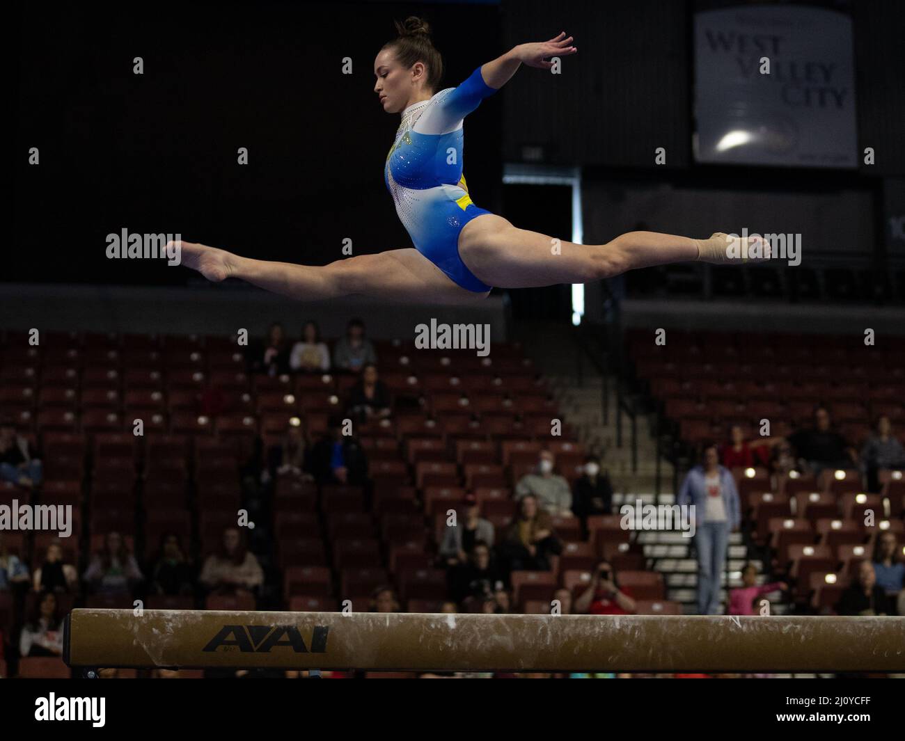 19 mars 2022 : le gymnaste UCLA Norah Flatley participe aux Championnats de gymnastique féminine PAC-12 2022. Melissa J. Perenson/CSM Banque D'Images