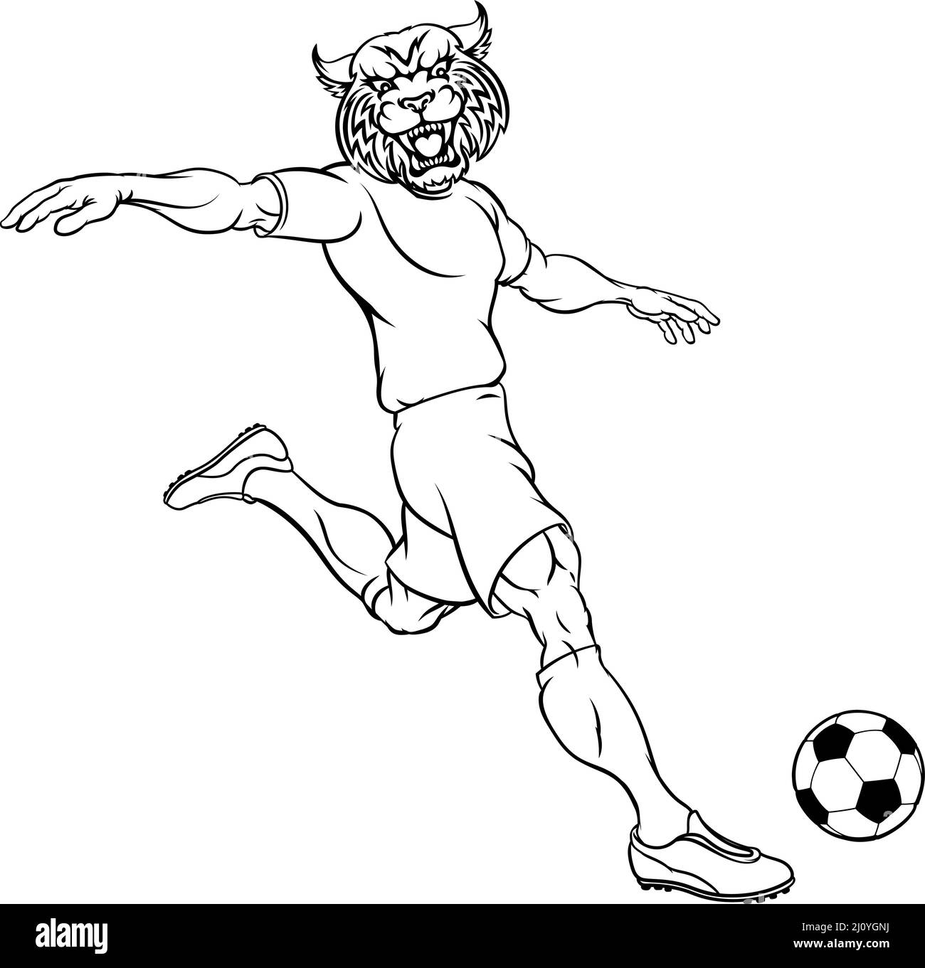 Joueur de football soccer Wildcat Sports Mascot Illustration de Vecteur