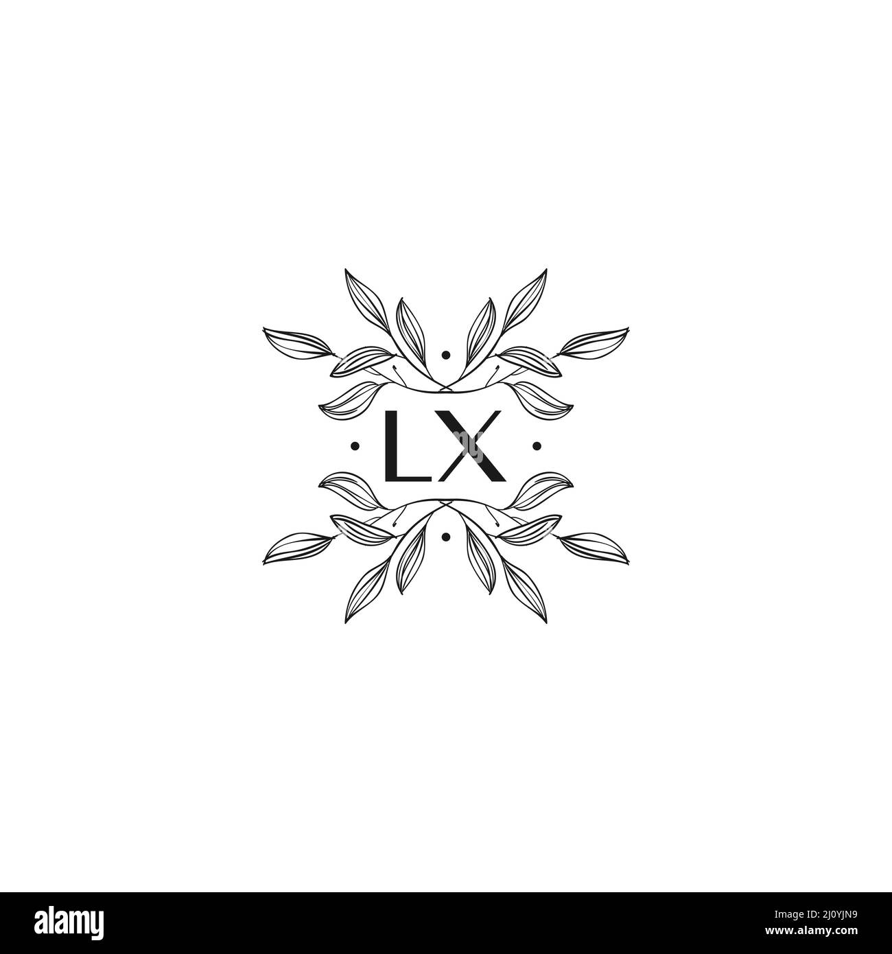 LX modèle de logo lettre initiale de fleur Vector Premium Illustration de Vecteur