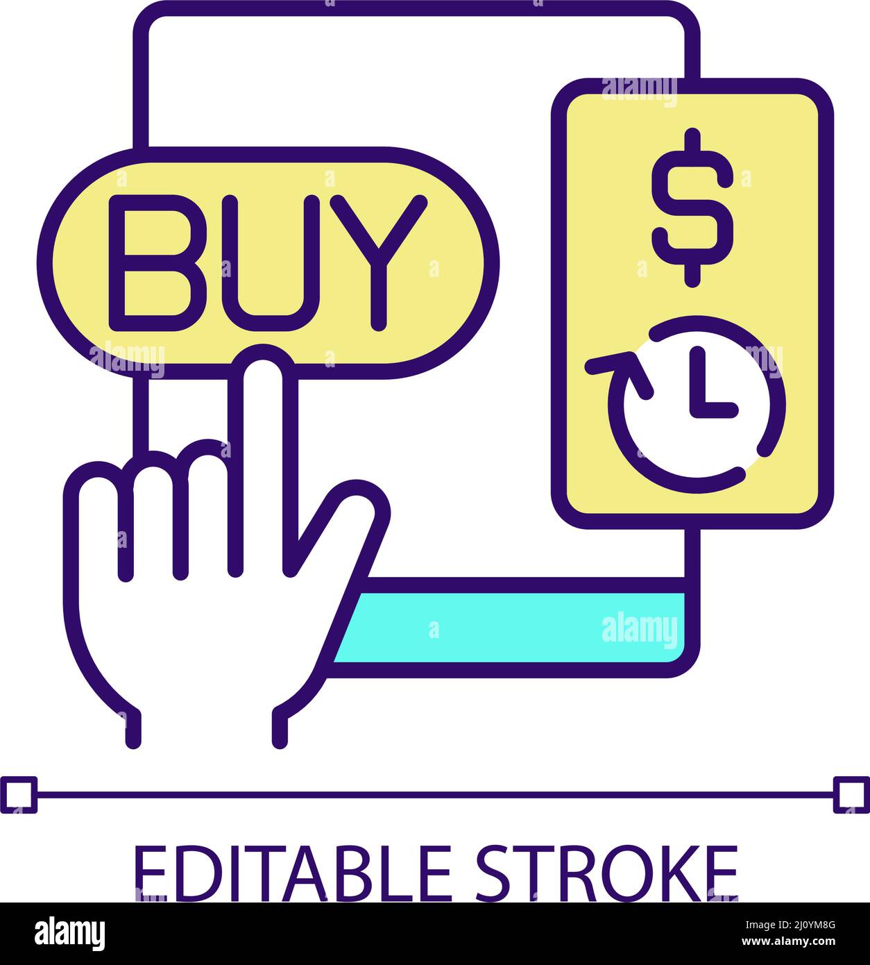 Acheter maintenant payer plus tard service RVB icône de couleur Illustration de Vecteur