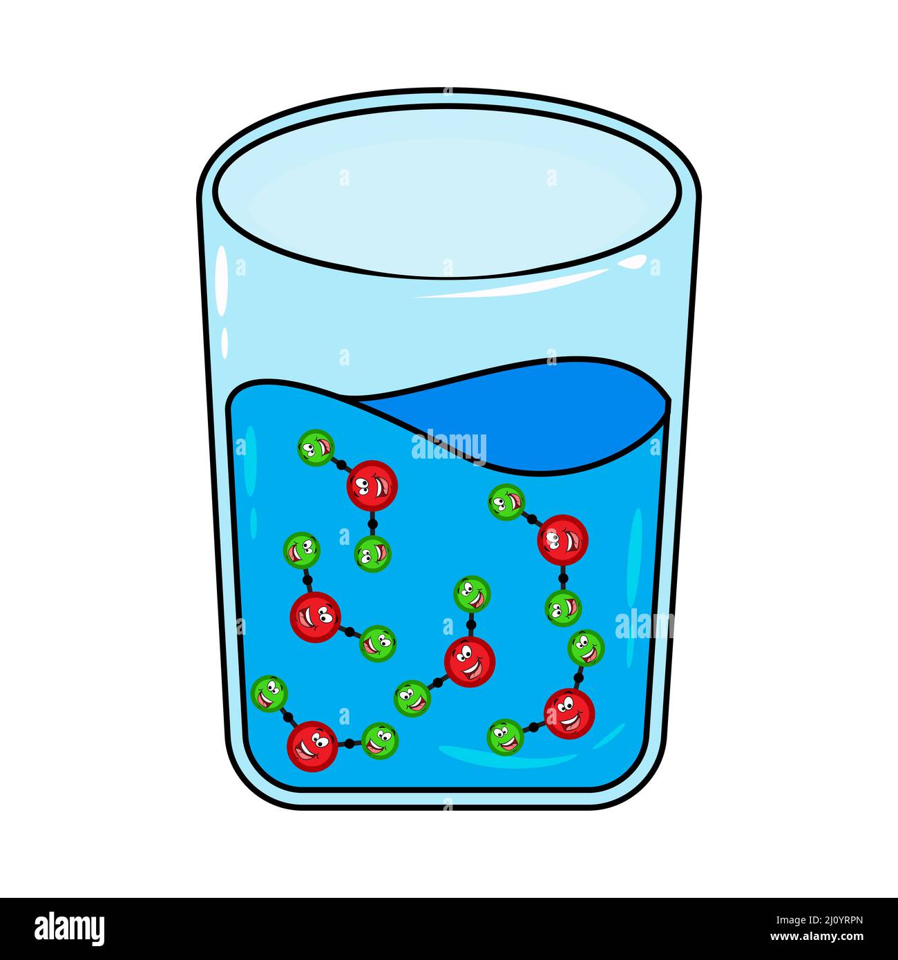 H2O molécule dans le verre. Icône de matière d'eau. Illustration vectorielle isolée sur fond blanc Illustration de Vecteur
