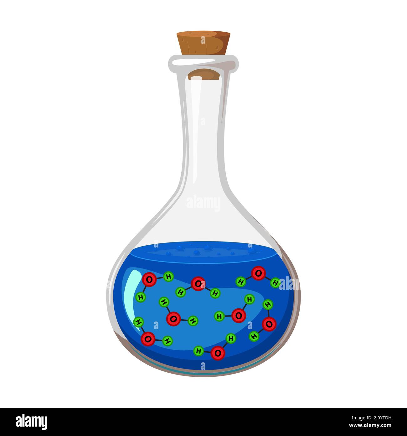 H2O molécule dans le tube à essai. Icône de matière d'eau. Illustration vectorielle isolée sur fond blanc Illustration de Vecteur