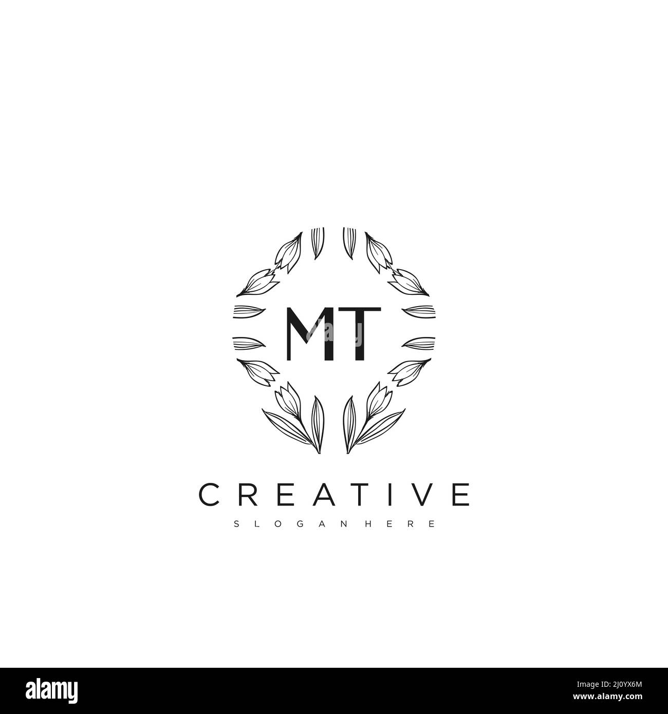 MT lettre initiale logo Fleur modèle Vector Premium Illustration de Vecteur