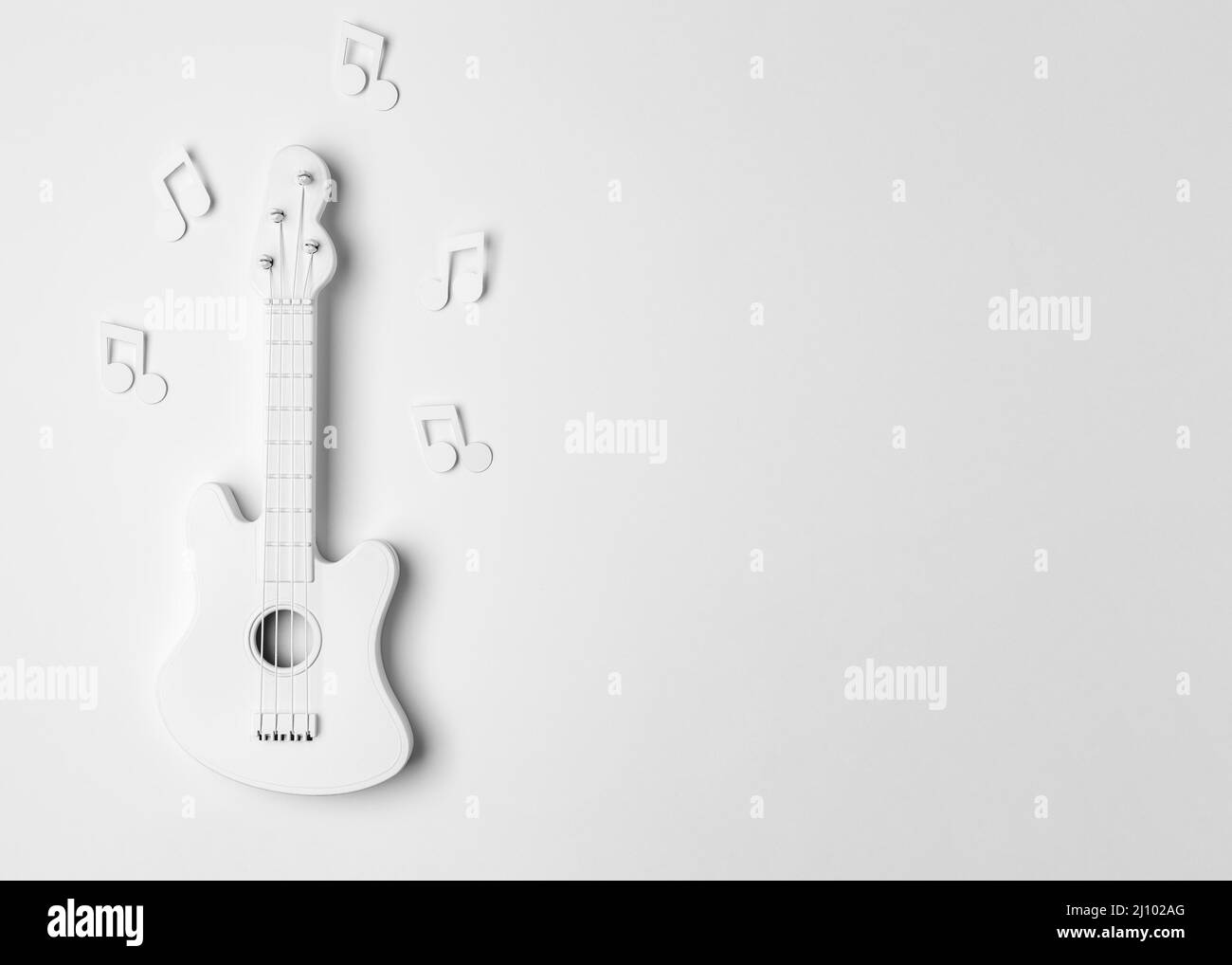 Vue de dessus disposition de guitare blanche avec espace de copie Banque D'Images