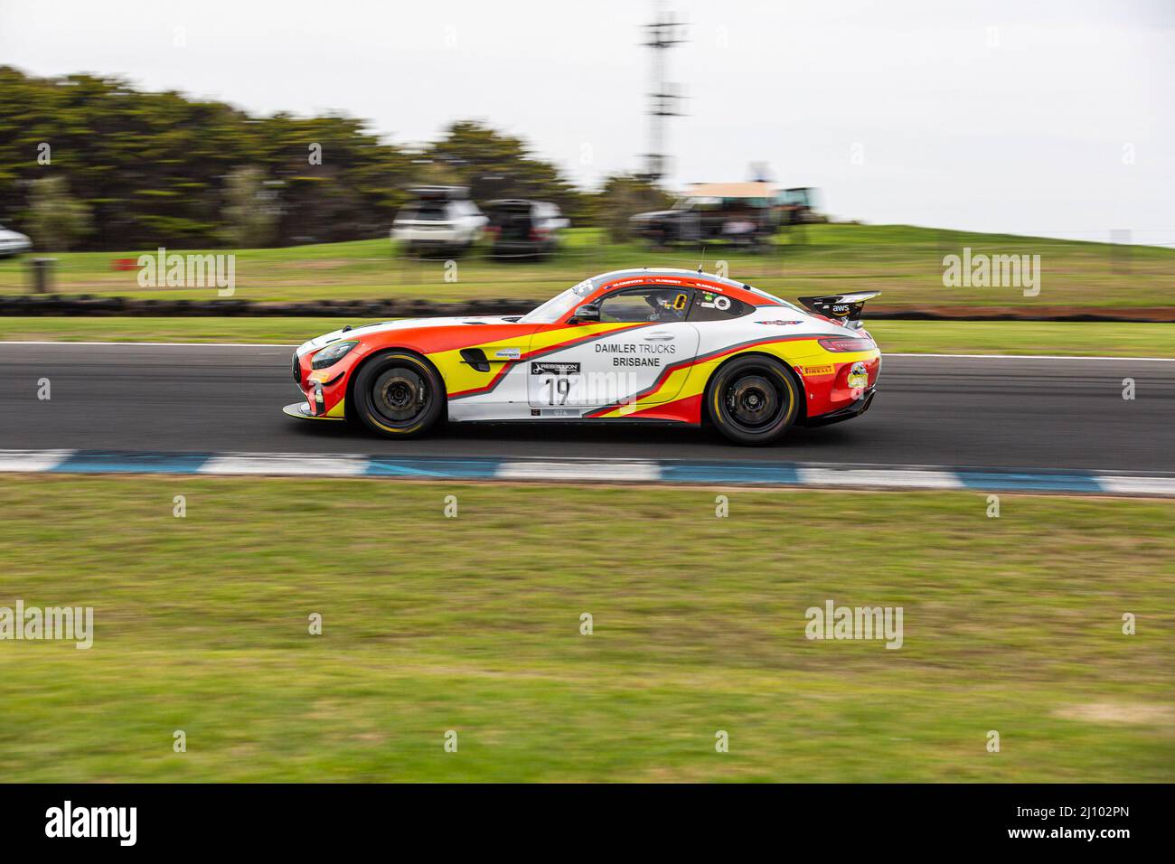 Cowes, Australie. 20th mars 2022. Mark Griffith (#19 Daimler Trucks Brisbane Mercedes AMG GT4) lors de la course 2 du Fanatec GT World Challenge Australia au circuit du Grand Prix de Phillip Island. Crédit : SOPA Images Limited/Alamy Live News Banque D'Images