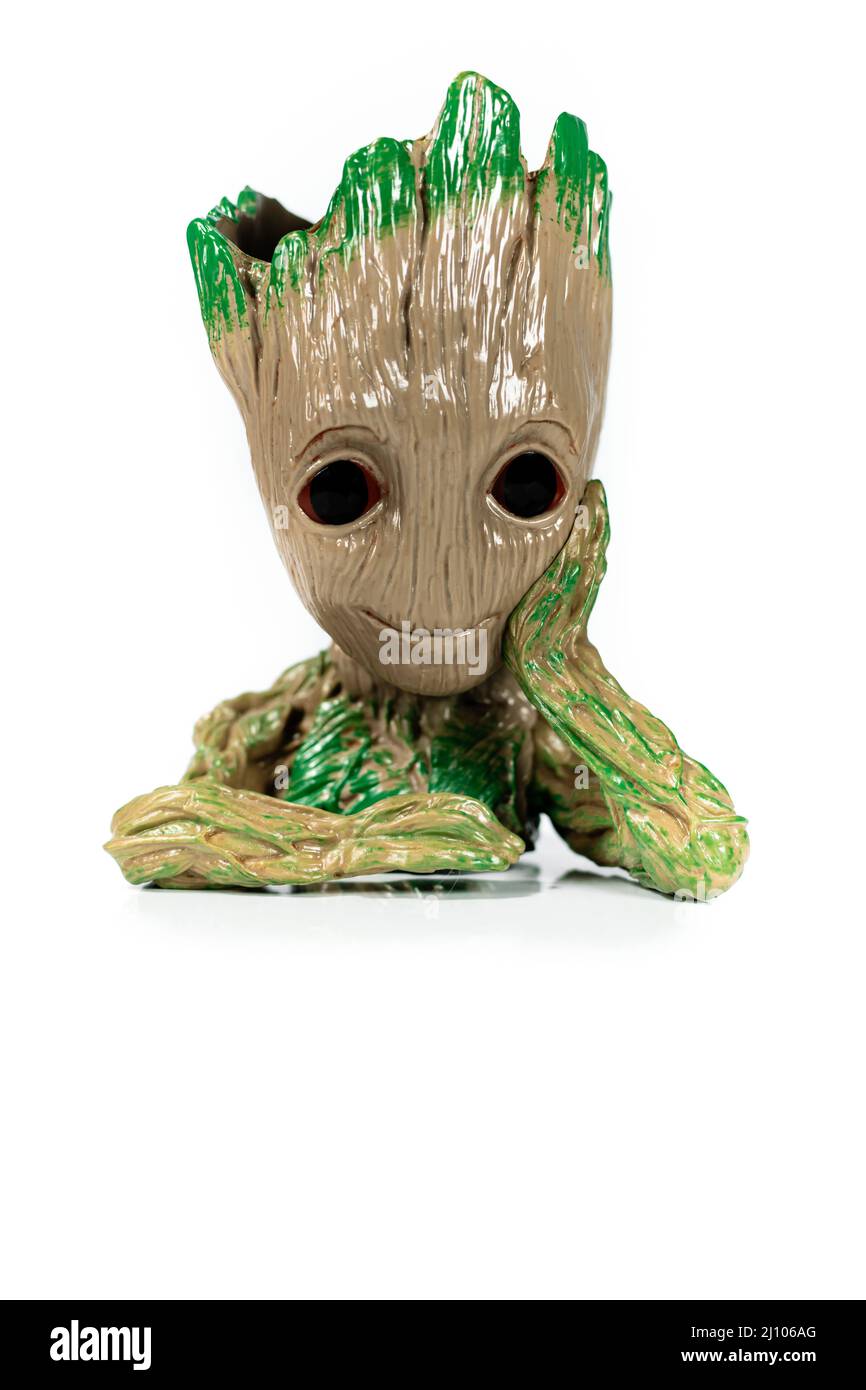 Figurine en plastique de bébé Groot Banque D'Images