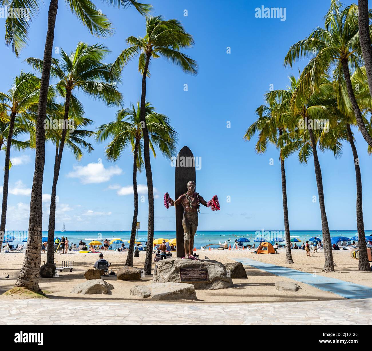 Statue emblématique du duc Kahanamoku à Oahu Banque D'Images